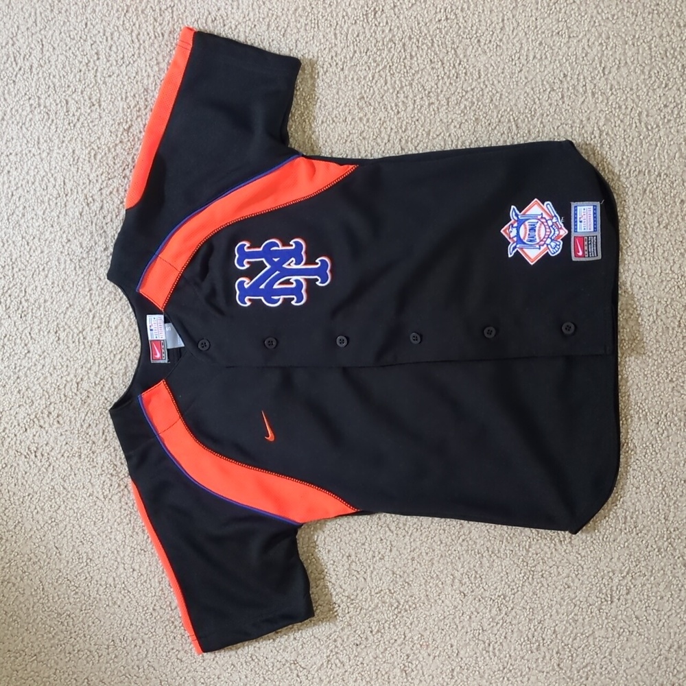 Nike New York Mets MLB, Baseball Button Up Jersey, Reyes, Black, Orange, Blue